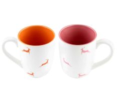 Orange & Pink Running Deer Decorative Handcraft Ceramic Coffee Mug